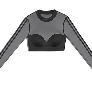 S-adidas Ivy Park Long Sleeve Mesh Crop Top Black